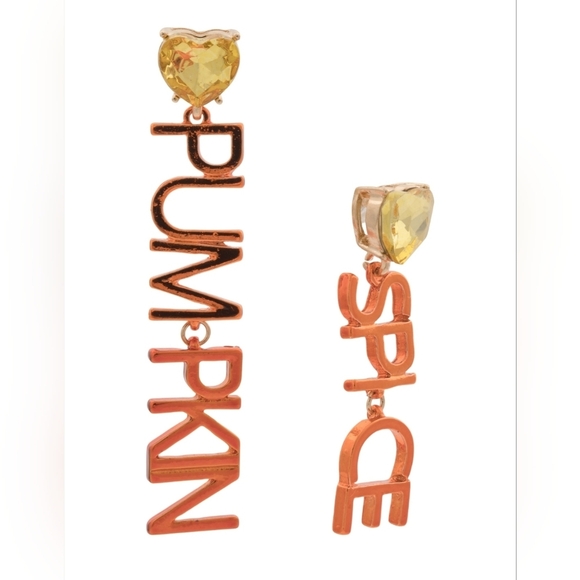 🔹️Betsey Johnson🔹️ It's Fall Yall Pumpkin Spice Mis-matched Earrings. - Picture 1 of 6